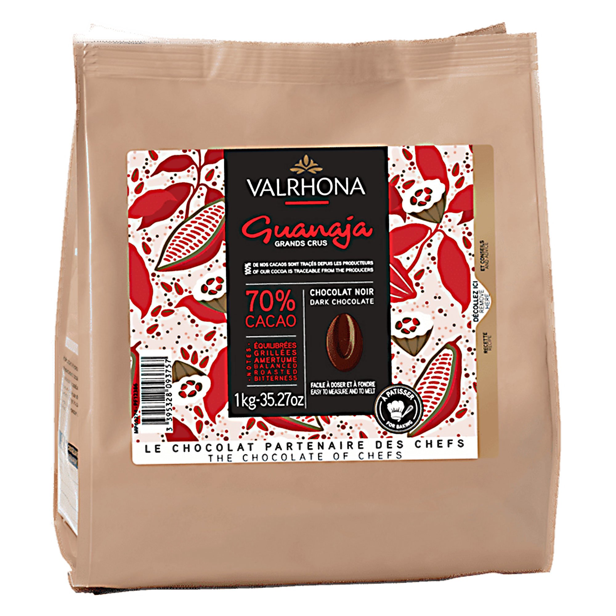 Läs mer om Valrhona Guanaja 70% mörk choklad, 1 kg