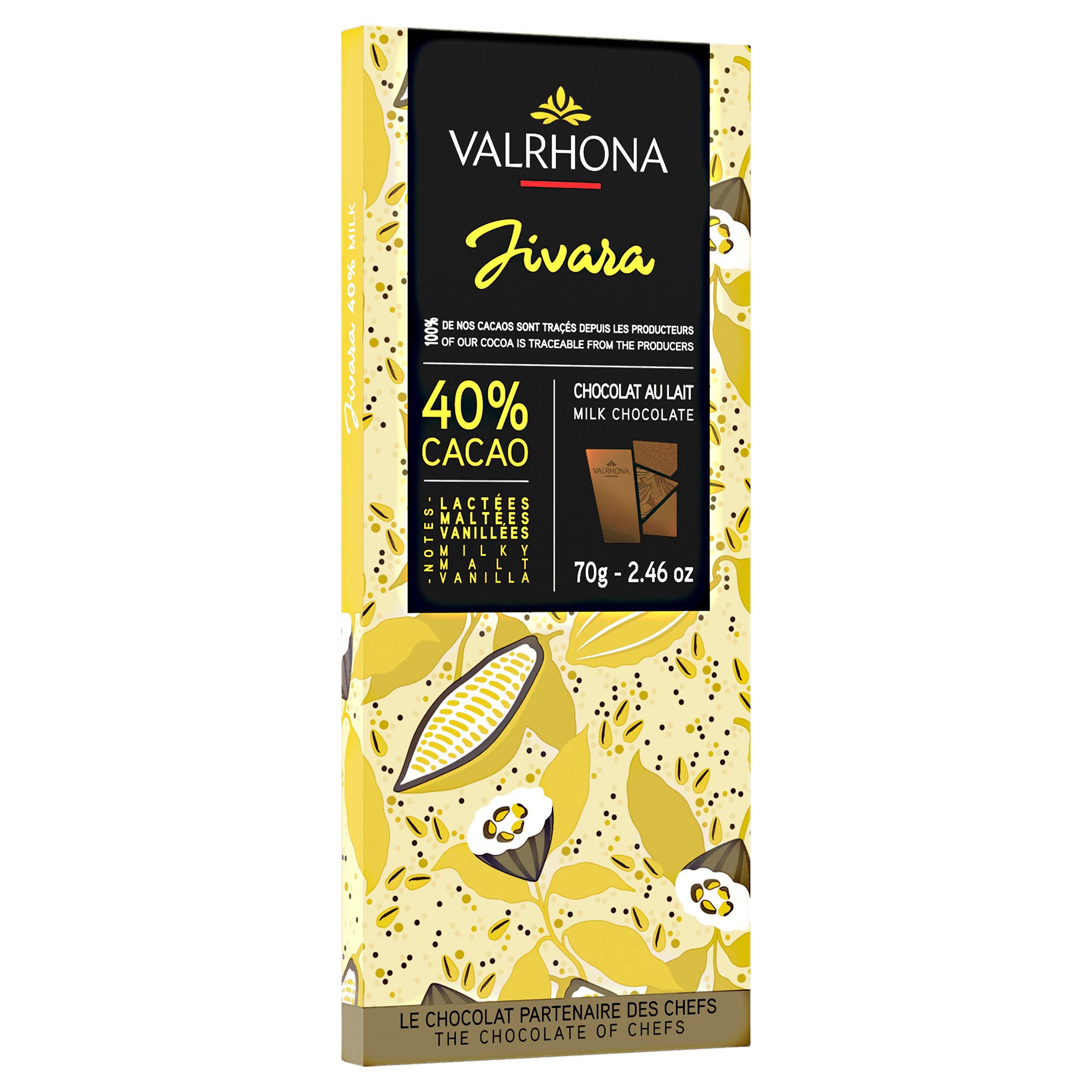 Valrhona Jivara 40% chokoladebar 70 g
