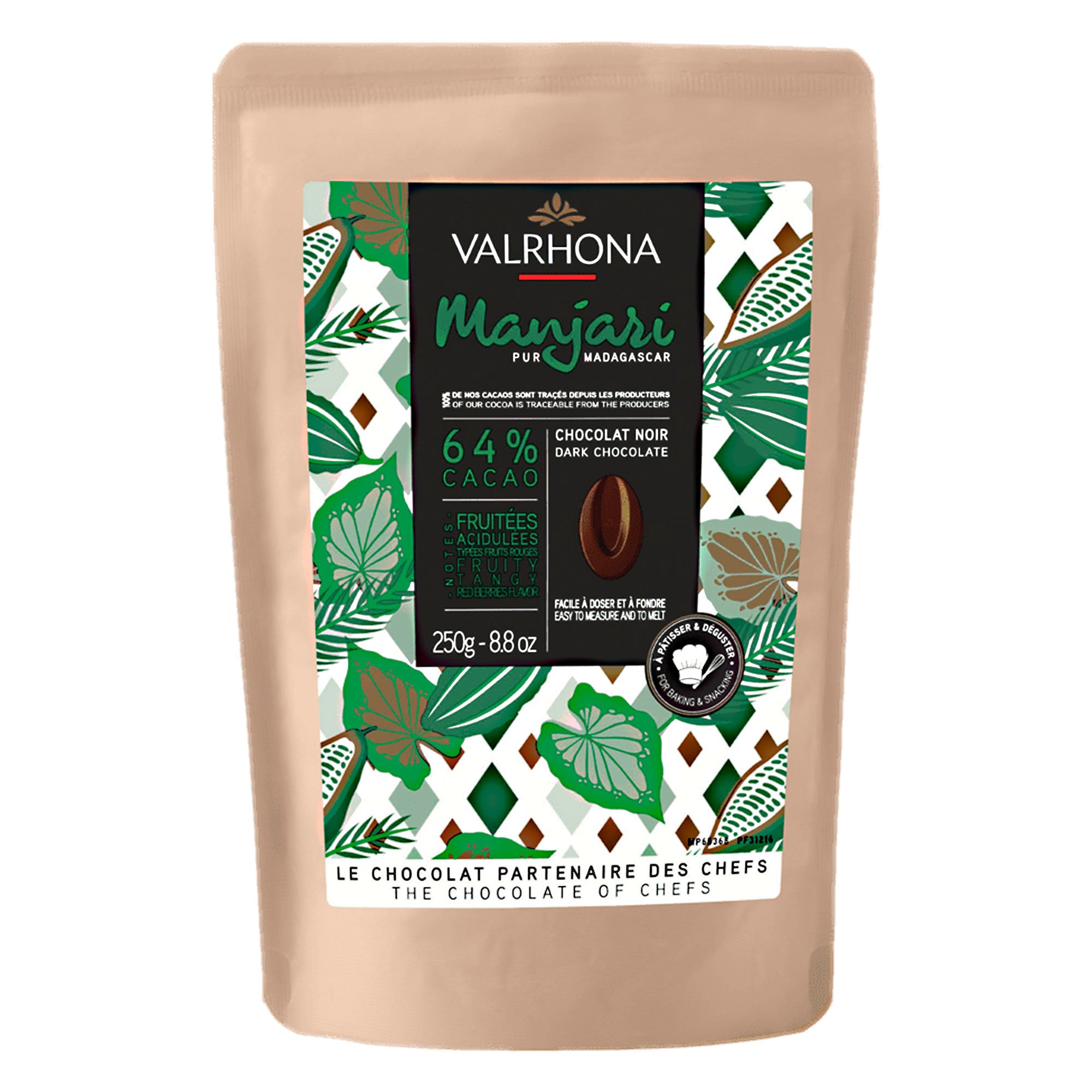 Läs mer om Valrhona Manjari 64% choklad, 250 g
