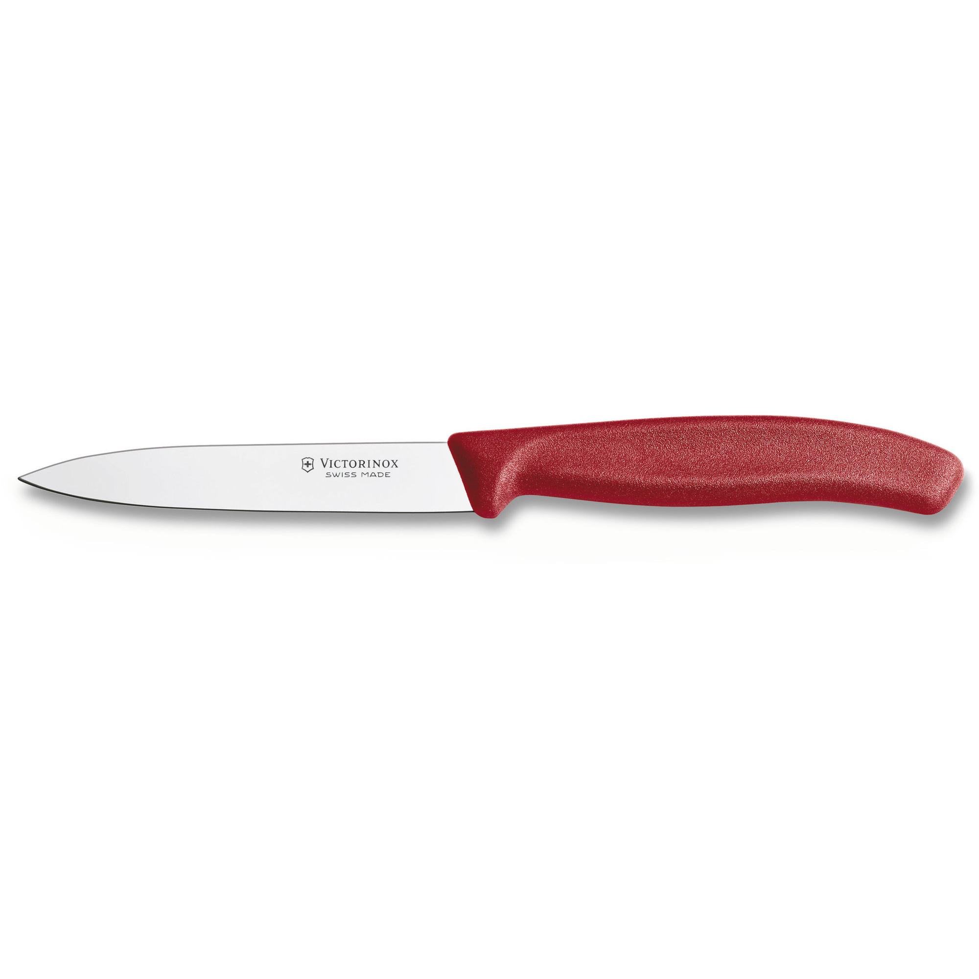Läs mer om Victorinox Grönsaks- & Skalkniv Spetsig 10 cm Nylonhandtag Röd