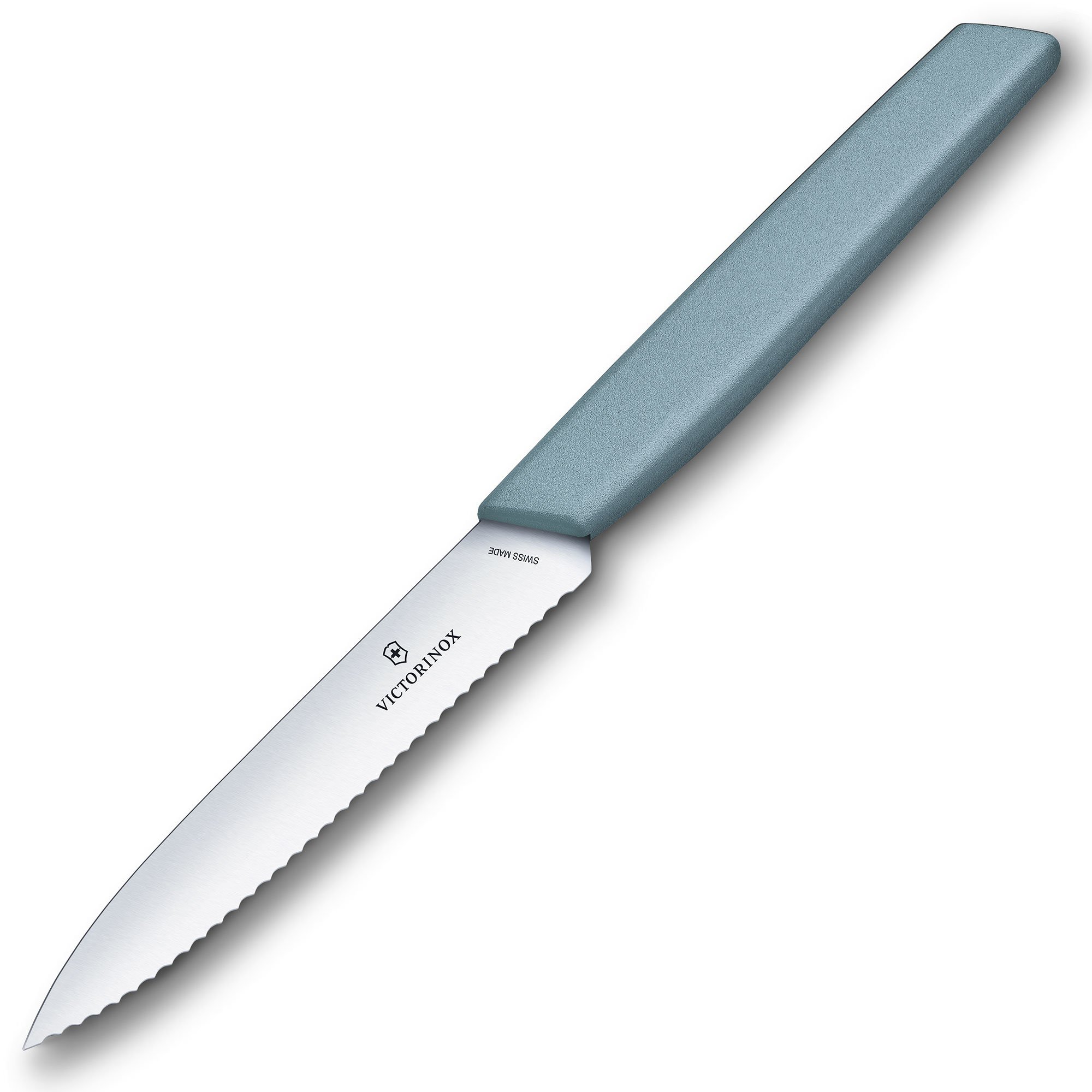 Victorinox Swiss Modern savtakket urtekniv 10 cm, lyseblå