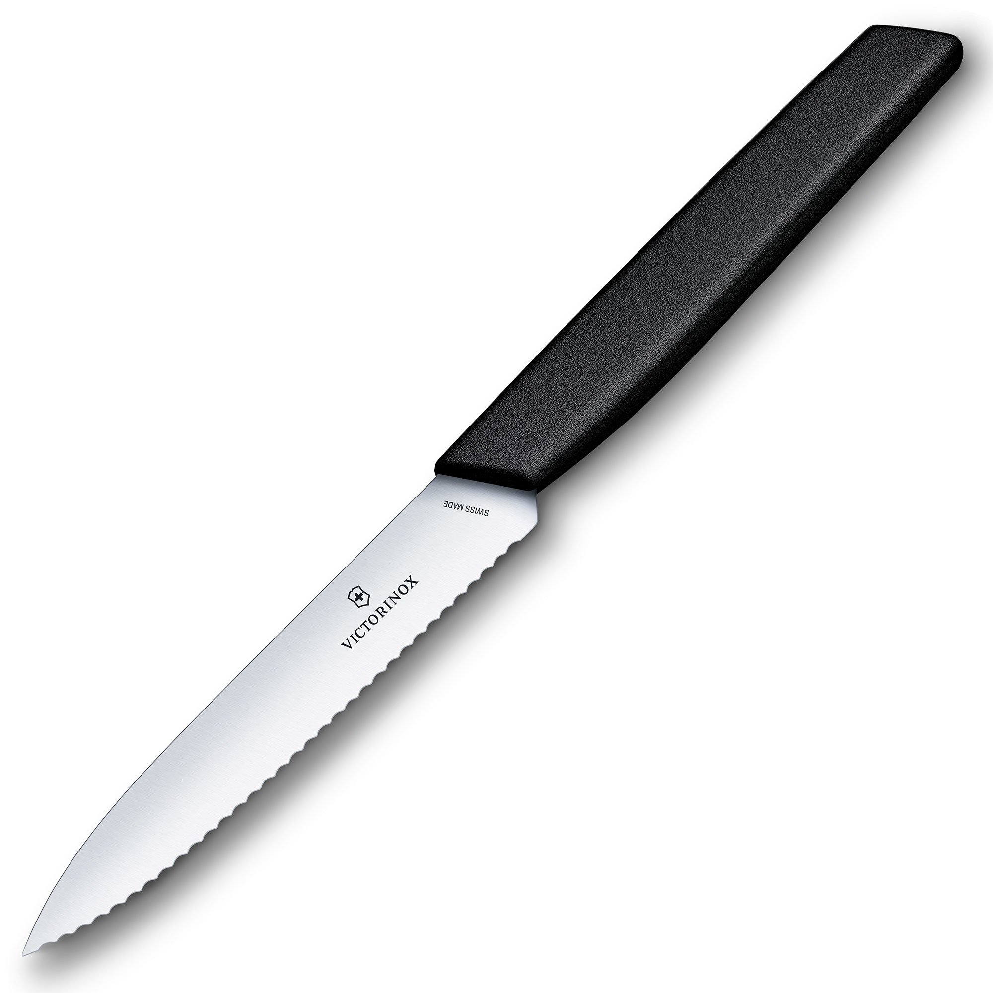 Läs mer om Victorinox Swiss Modern tandad skalkniv 10 cm, svart
