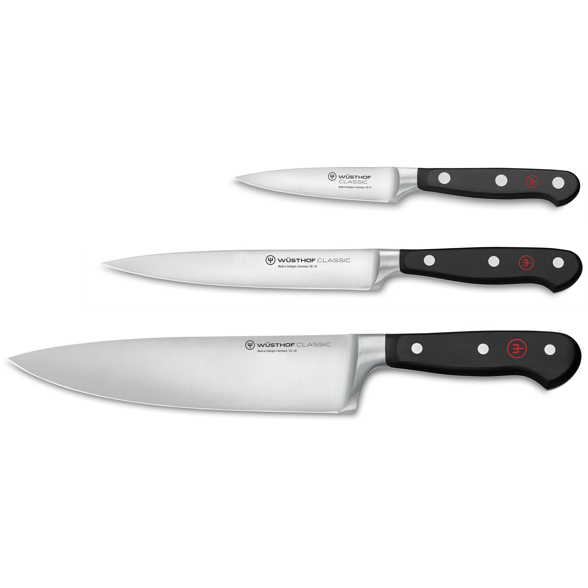 Wüsthof Classic knivsæt 3 dele, kokkekniv, universalkniv og urtekniv
