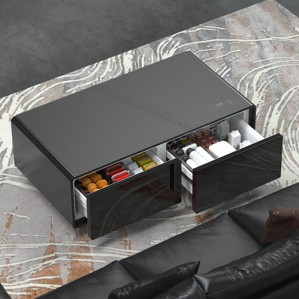 Sound&Cool soffbord med högtalare & kylskåp, svart