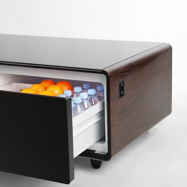 Sound&Cool soffbord med högtalare & kylskåp, brun