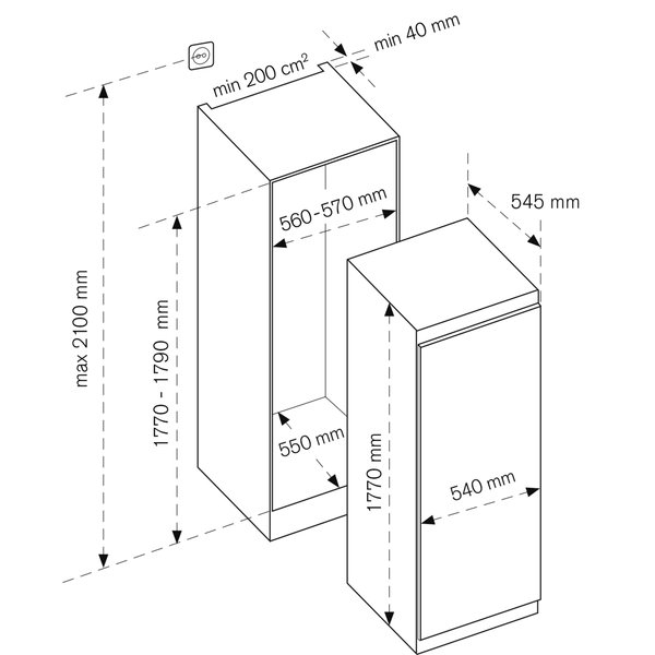 LRD603UBNPVC/20 kjøleskap integrert 177 cm