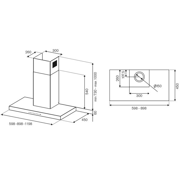 KT90P1ANET Pro vifte, 90 cm, matt sort