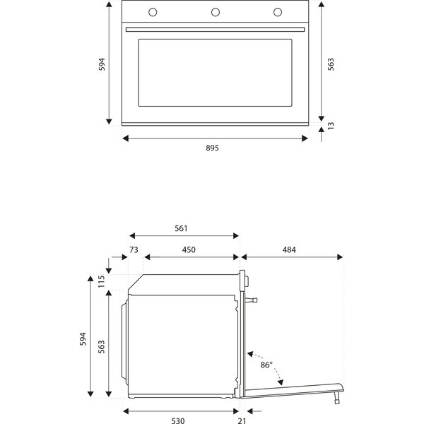 Professional F909PROEKN innbyggingsovn 90 cm, carbonio