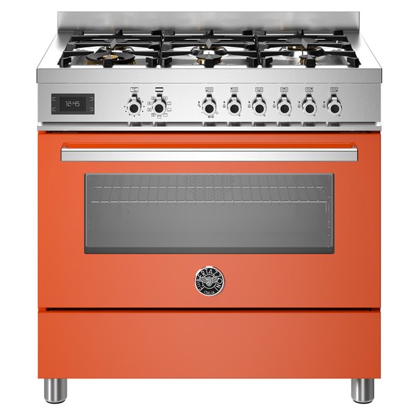 PRO96L1EART Professional Gasskomfyr med ovn 90 cm, Orange