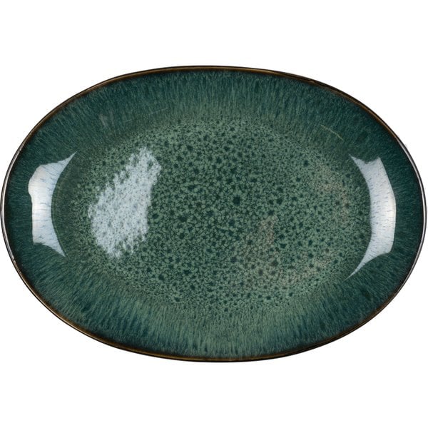 Ovalt fat 36x25 cm svart/grön