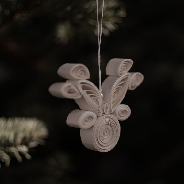 Paper Deer juletræspynt, 10 cm, hvid
