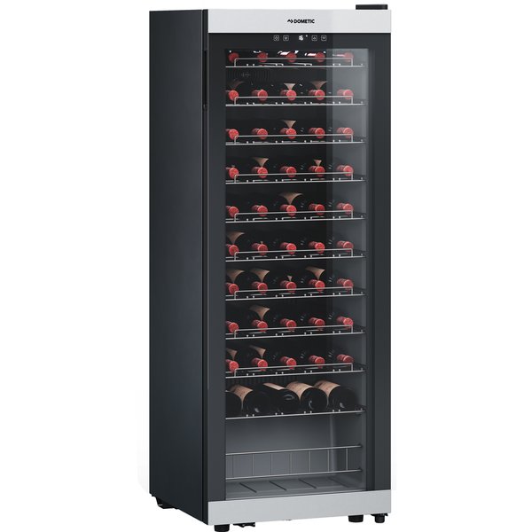 C55F vinkøleskab, 55 flasker, sort/rustfrit stål