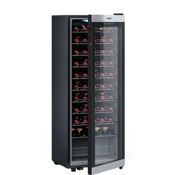 C55F vinkøleskab, 55 flasker, sort/rustfrit stål