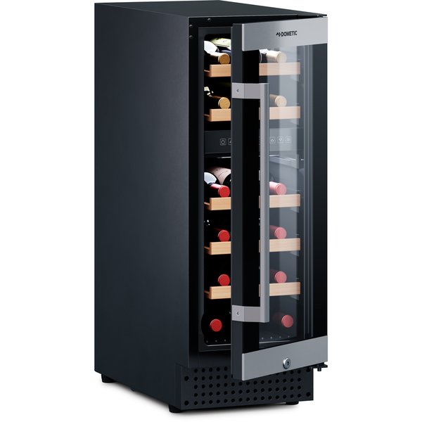 C18B vinkøleskab, 2 temperatur zoner, 18 flasker , sort/rustfri