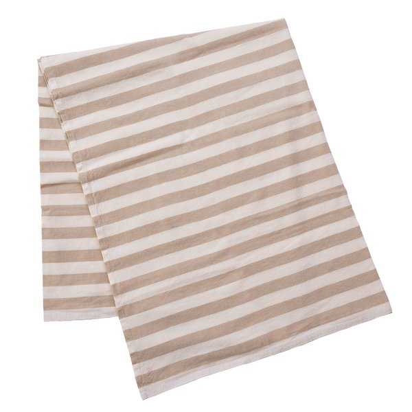 Stripete duk 145x300 cm, beige/hvit