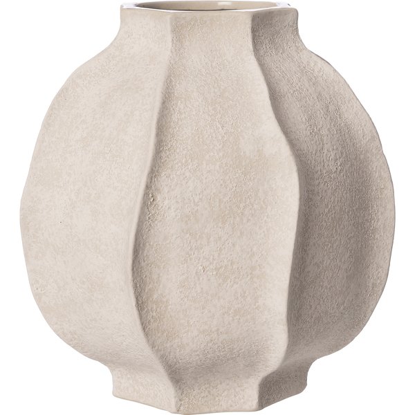 Vase steintøy 18 cm, naturhvit