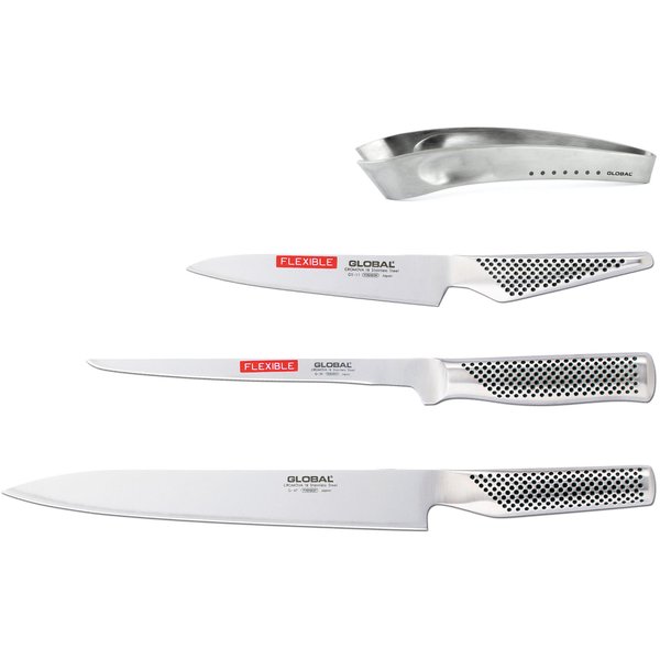 Knivsett med 3 Kniver & Fiskebeinspinsett (Fiskesett)