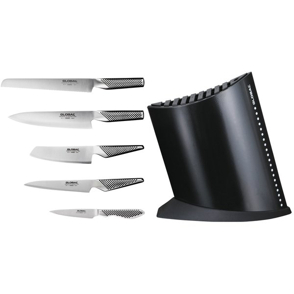 Knivset 5 delar med knivblock Svart
