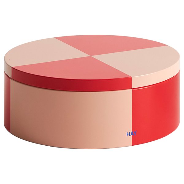 Tin Container, round, red/soft pink