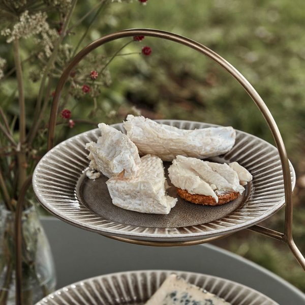 Pleat frokosttallerken, grå/brun