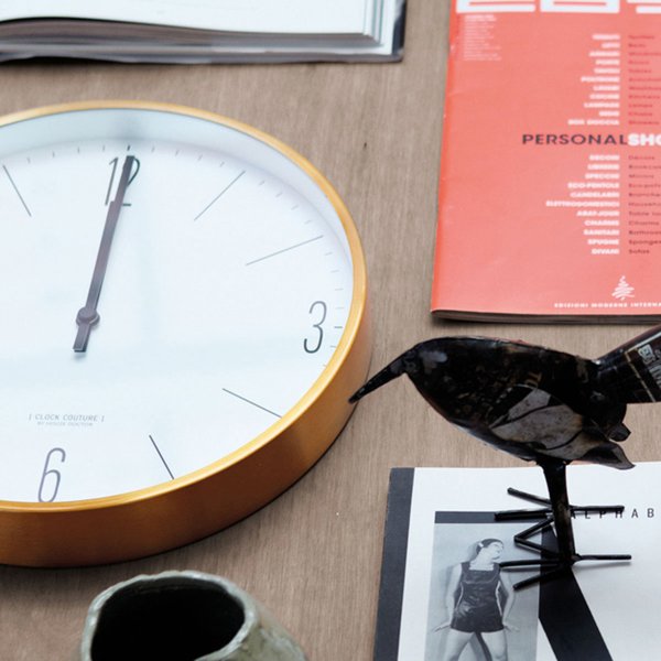 Veggklokke Clock Couture Gull/Hvit 