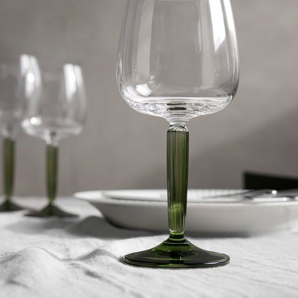 Hammershøi rødvinsglas, Ø 9,5 cm, 2 stk, grøn