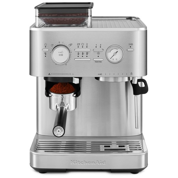 Espressomaskin med kaffekvern, stainless steel