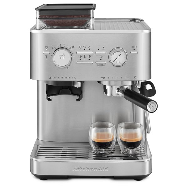 Espressomaskin med kaffekvern, stainless steel