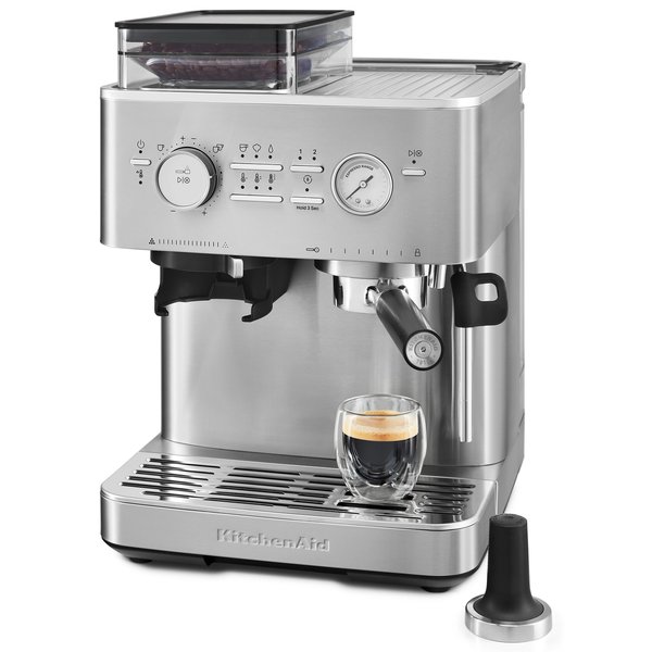 Espressomaskin med kaffekvern, stainless steel