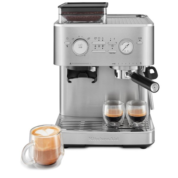 Espressomaskin med kaffekvern, stainless steel