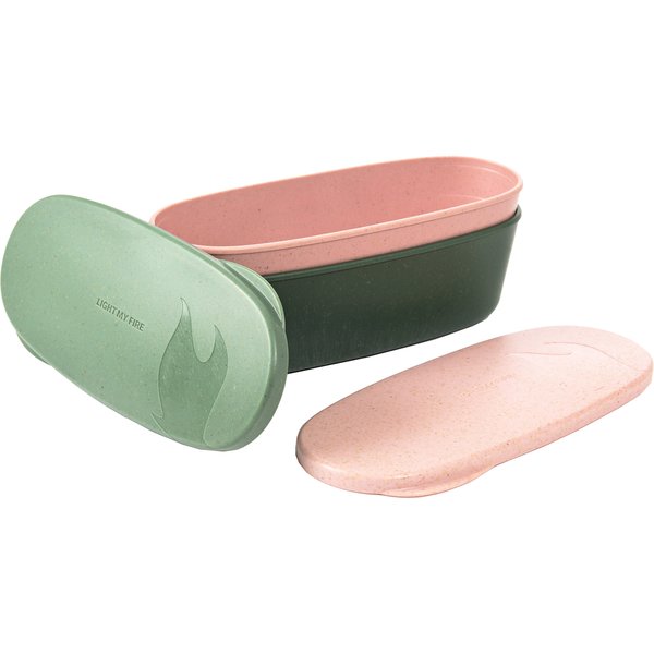 SnapBox oval 2 stk. sandy green/dusty pink