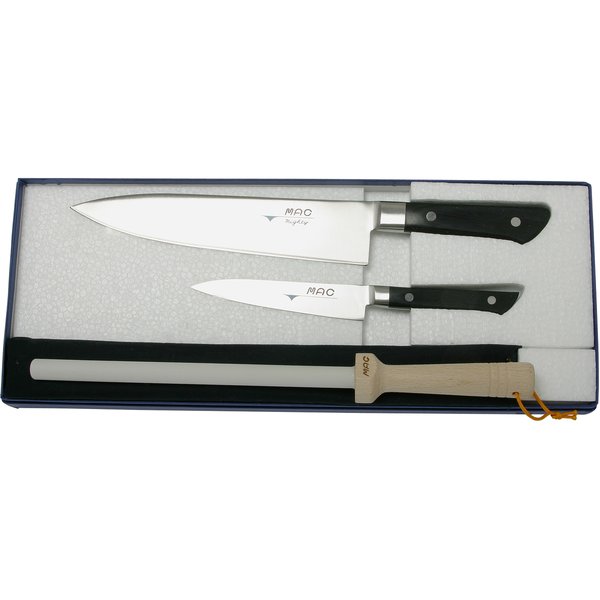 Knivsett 3-deler Kokkekniv MBK-85 Grønnsakskniv PKF-50 og Bryne