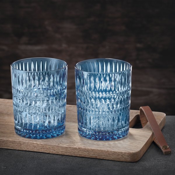 Ethno tumblerglass 30,4 cl, vintage blue, 2 stk