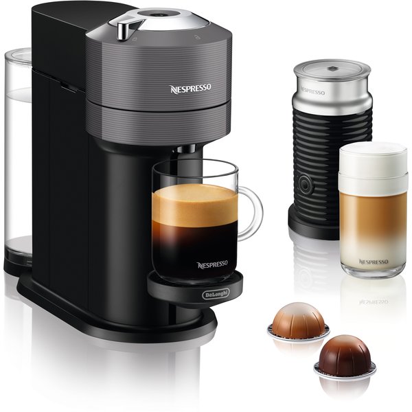 Vertuo Next Value Pack kaffemaskine og mælkeskummer, grå