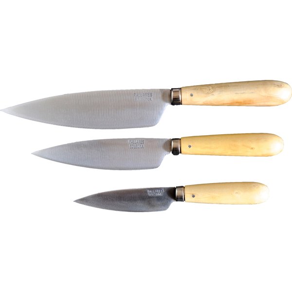 Tradisjonelle Kjøkkenkniver 3 stk, etui av stoff, 9, 13, 16 cm