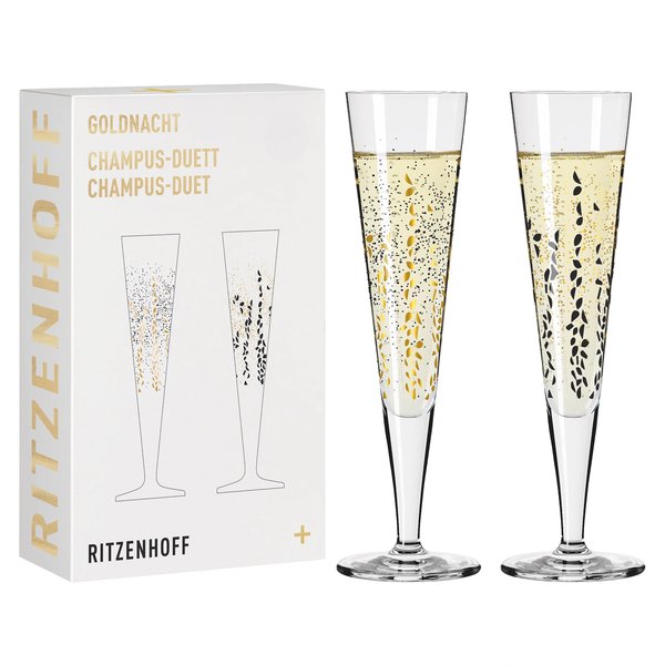 Goldnacht Sparkle champagneglass, 2 stk