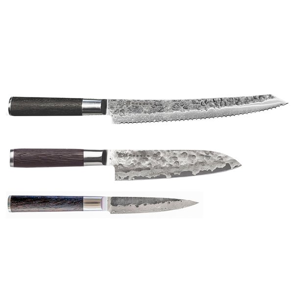 Kuro knivsett 3 deler (brødkniv, petty, santoku)