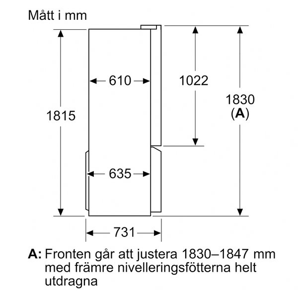 KF96NVPEA iQ300 frittstående kjøle-/fryseskap 183x91 cm, børstet stål