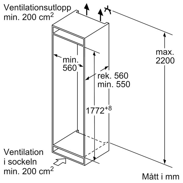 KI87VVFE1 iQ300 kjøleskap, integrert