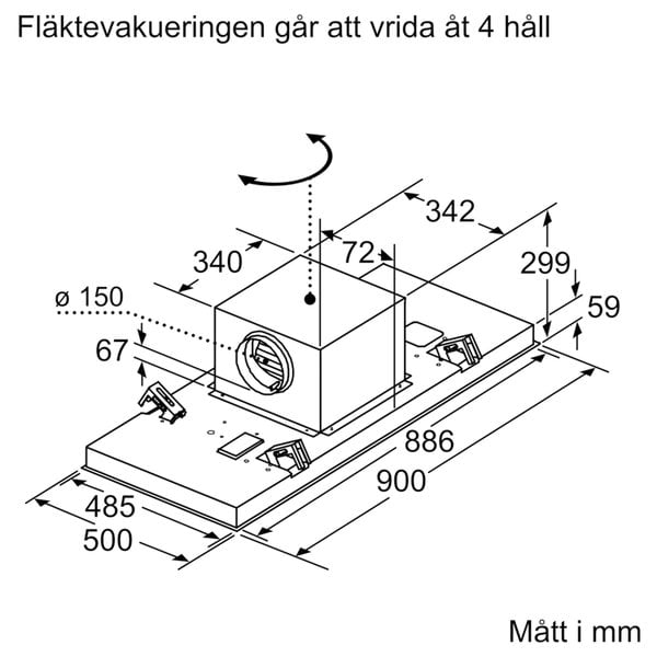 LR97CAQ50 iQ500 kjøkkenvifte i tak, sølv