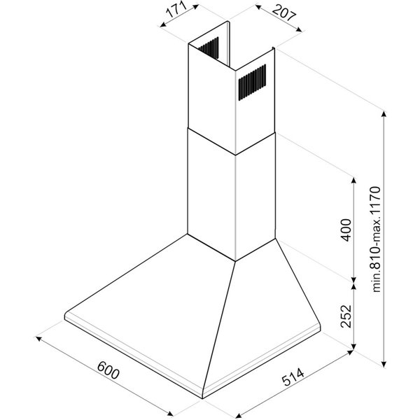 KSED65BE Universal Veggmontert Ventilator 60 cm, Hvit