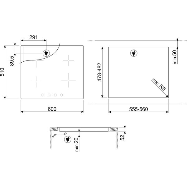 Victoria Classic Induksjonspladte 60 cm med Svart Ramme