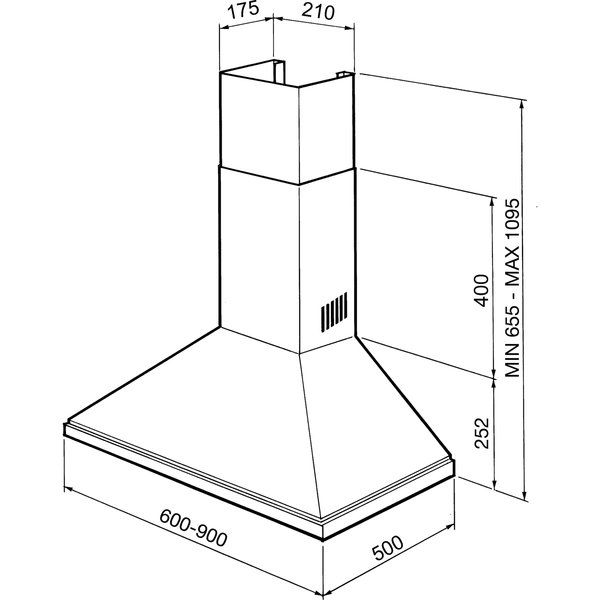 KSED95XE Veggmontert Ventilhette 90 cm, Rustfritt Stål