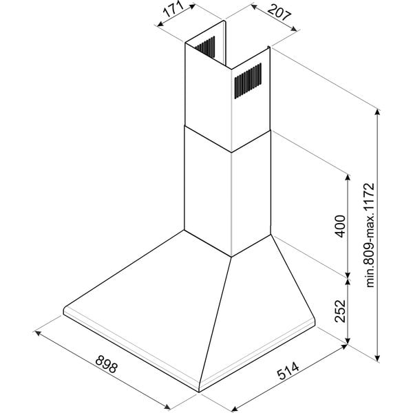 KSED95NEE Veggmontert Ventilhette 90 cm, Svart