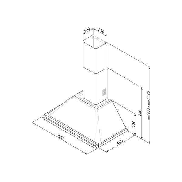 KT90BLE Victoria Veggmontert Ventilhette 90 cm, Svart