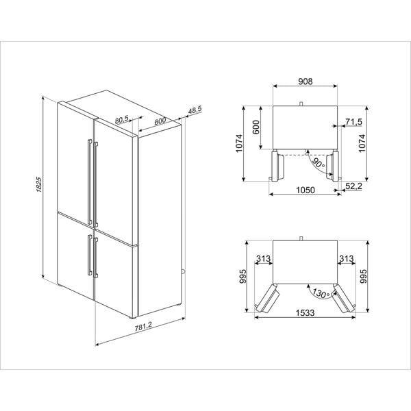 French Door kjøleskap/fryser 92 cm, rustfritt stål