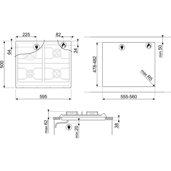 SRV864AOGH Kokeplate, Antracit