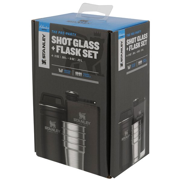 The Pre-Party Shotglass + Flask Sett, svart