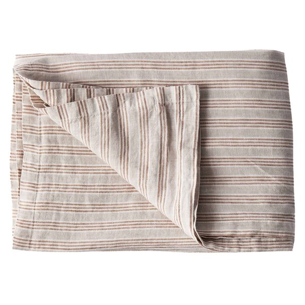 Bordduk i lin 145x330 cm, hazelnut stripe