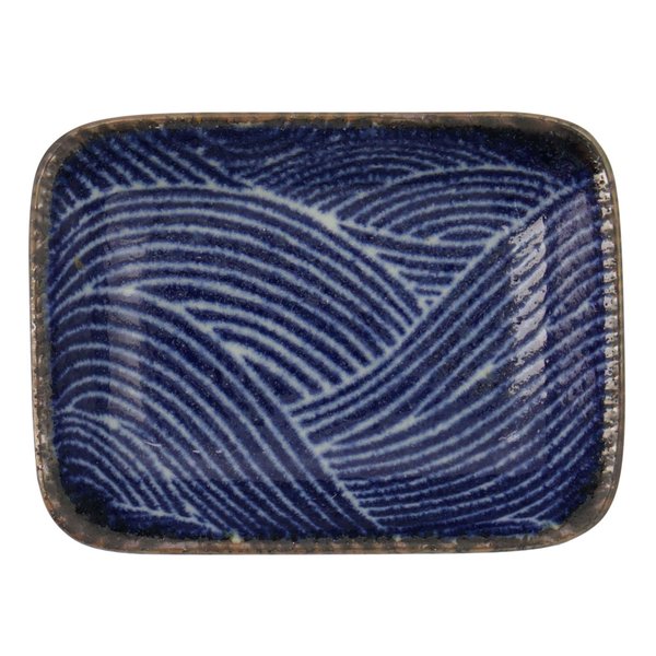 Seigaiha Blue tallrik 9,5 x 7 cm, choku